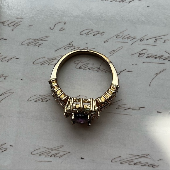 Purple and Gold Tone Women's Ring - Picture 4 of 9